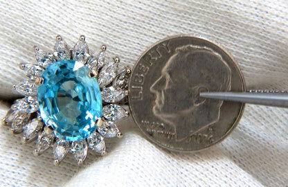 7.70ct Natural Indigo Blue zircon Diamonds Ring 18kt *v