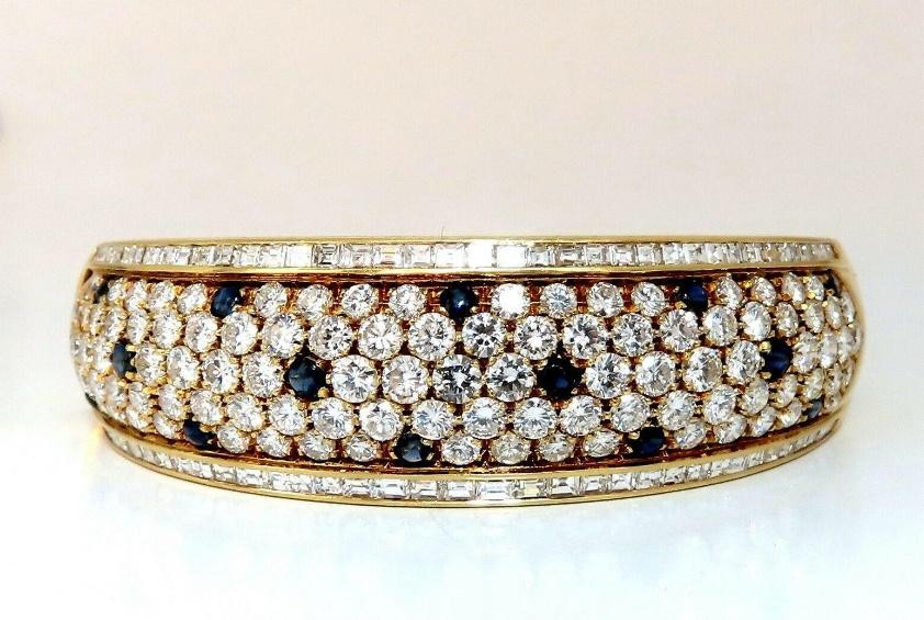 15.50ct. Natural Sapphire Diamonds Bangle Bracelet 18kt 12354 *v