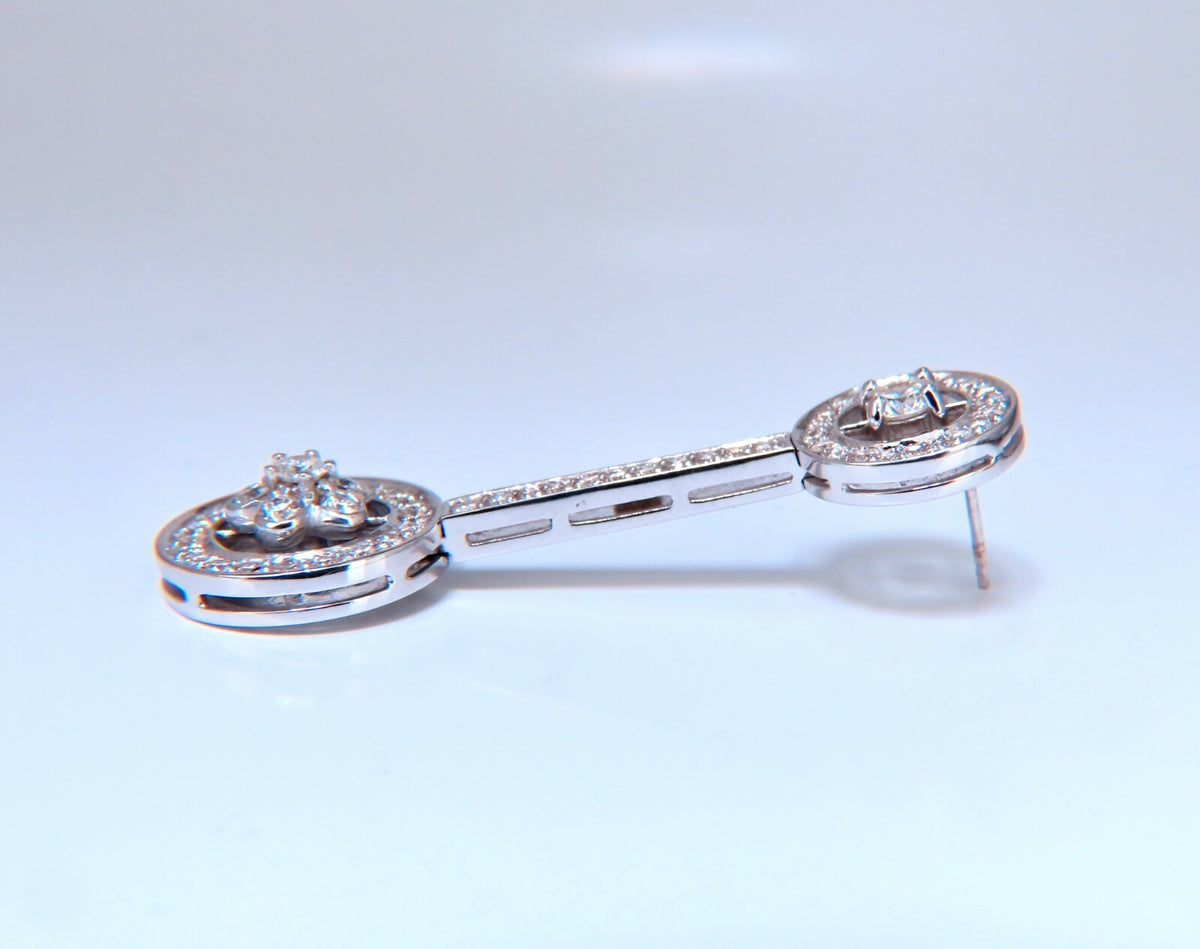 2.30ct natural diamonds cluster bar stud earrings 18kt gold *v