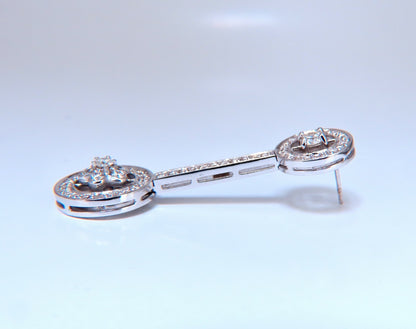 2.30ct natural diamonds cluster bar stud earrings 18kt gold *v