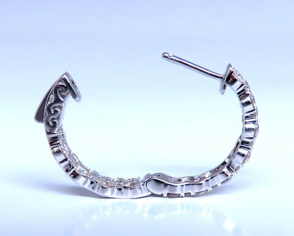 1.20ct Natural Round Diamond mini hoop earrings 14kt white gold Dime *v