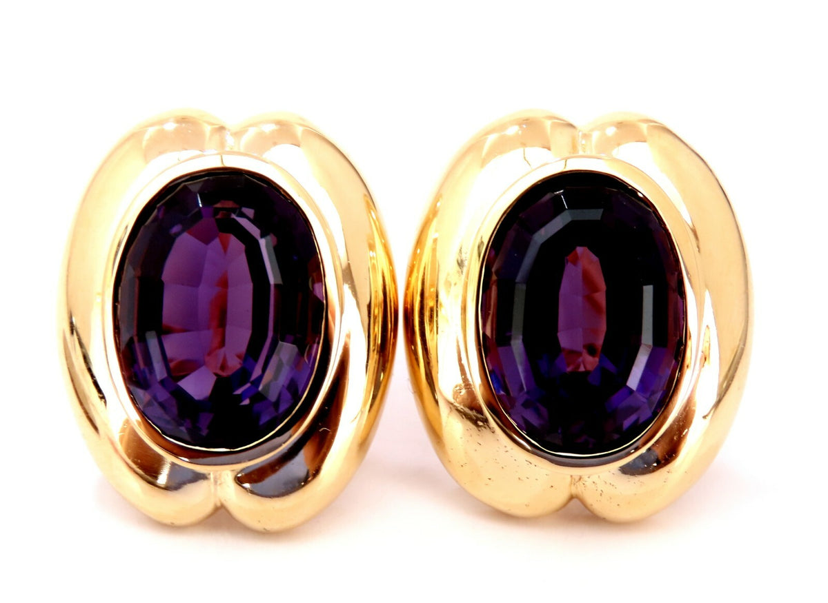 34ct natural oval purple amethyst clip earrings 14kt *v