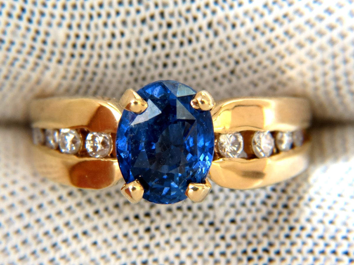 GIA Certified 2.66ct natural no heat sapphire diamond ring 14kt. unheated blue*v