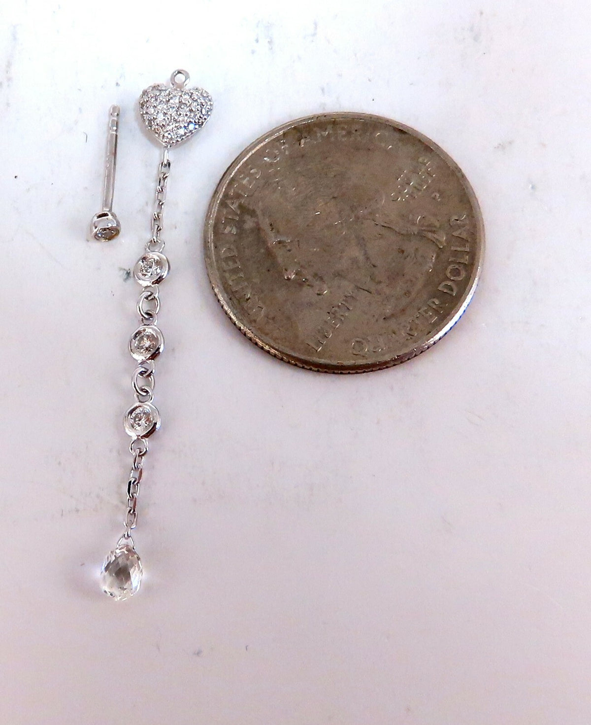 1.45ct Natural Briolette Diamonds Dangle Earrings 14 karat Jackets & Stud *v