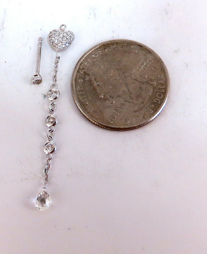 1.45ct Natural Briolette Diamonds Dangle Earrings 14 karat Jackets & Stud *v