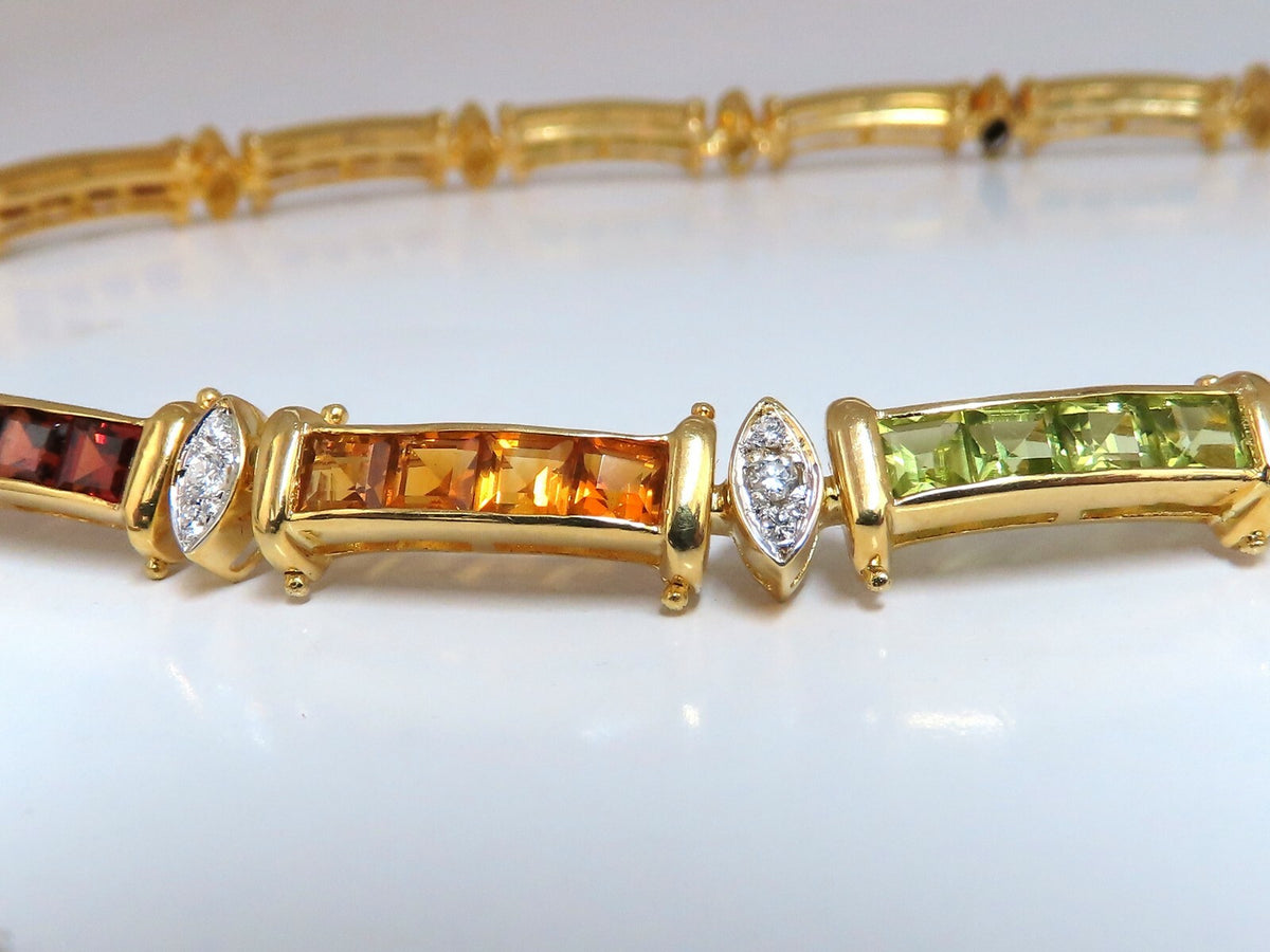 50ct Natural Garnet Tourmaline Aquamarine Citrine Diamond Necklace *v