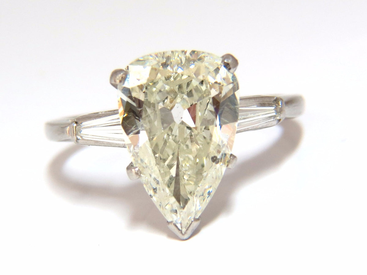 GIA Certified 3.77ct Pear Shape Natural Diamond Ring Platinum Classic *v