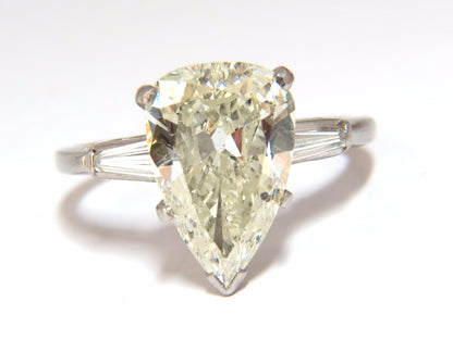 GIA Certified 3.77ct Pear Shape Natural Diamond Ring Platinum Classic *v