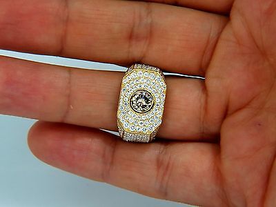 5.60ct. mens natural fancy light brown diamond master bead set pave ring *v