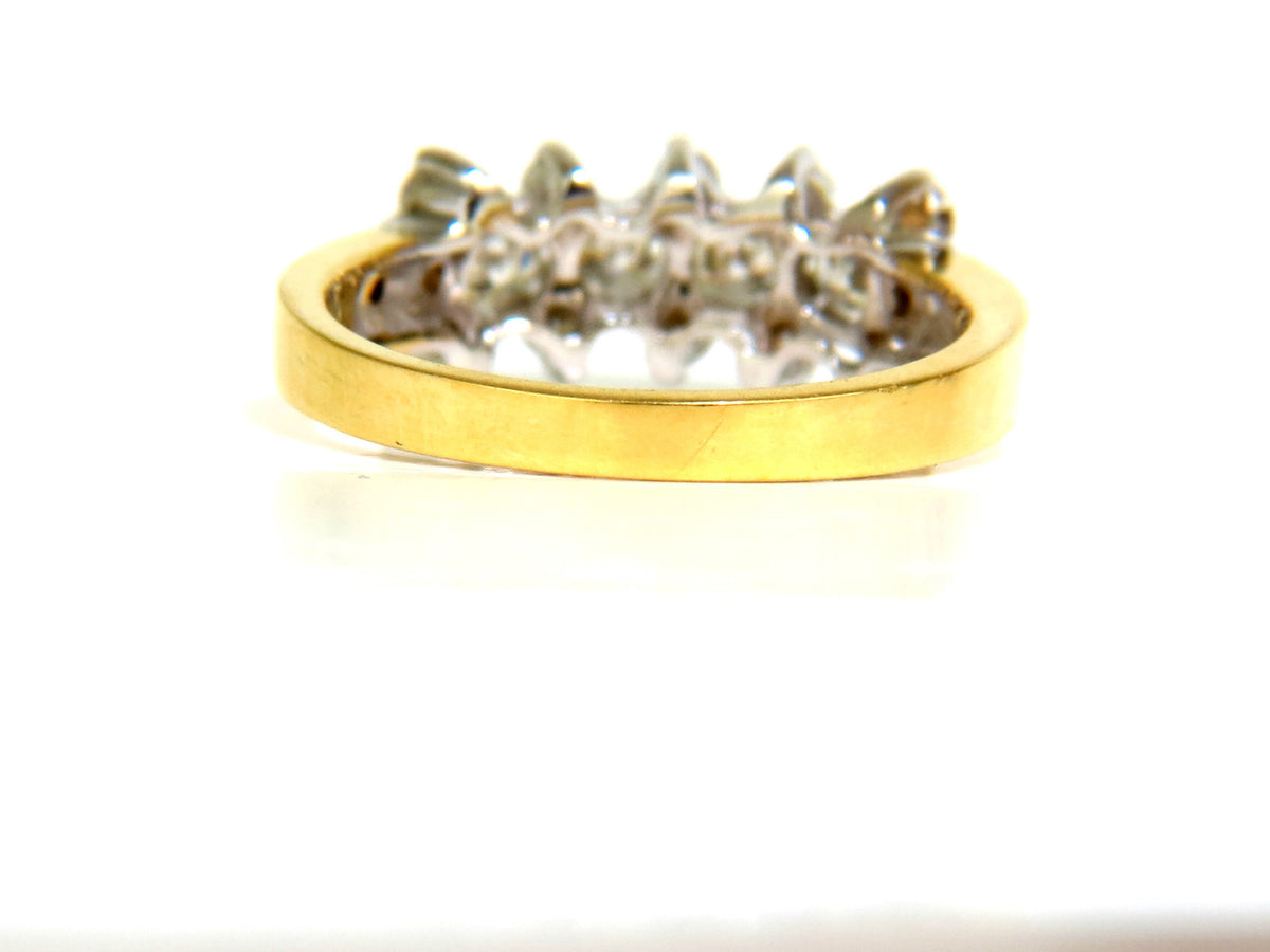 18KT GOLD 1.00CT NATURAL DIAMONDS CLUSTER BAND RING EXCELLENT CUTS *v