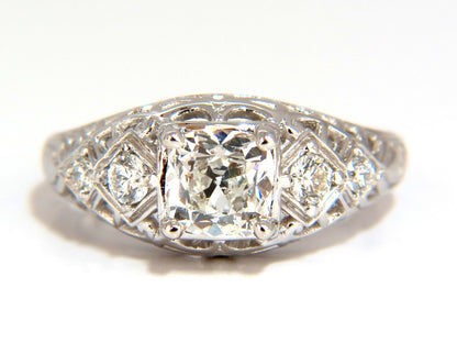 GIA 1.04ct. Cushion Brilliant natural diamond ring G/ Si-1 Deco 14kt gold *v