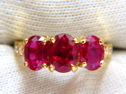 GIA Certified 4.94ct natural vivid red Burma ruby diamonds ring 18kt*v