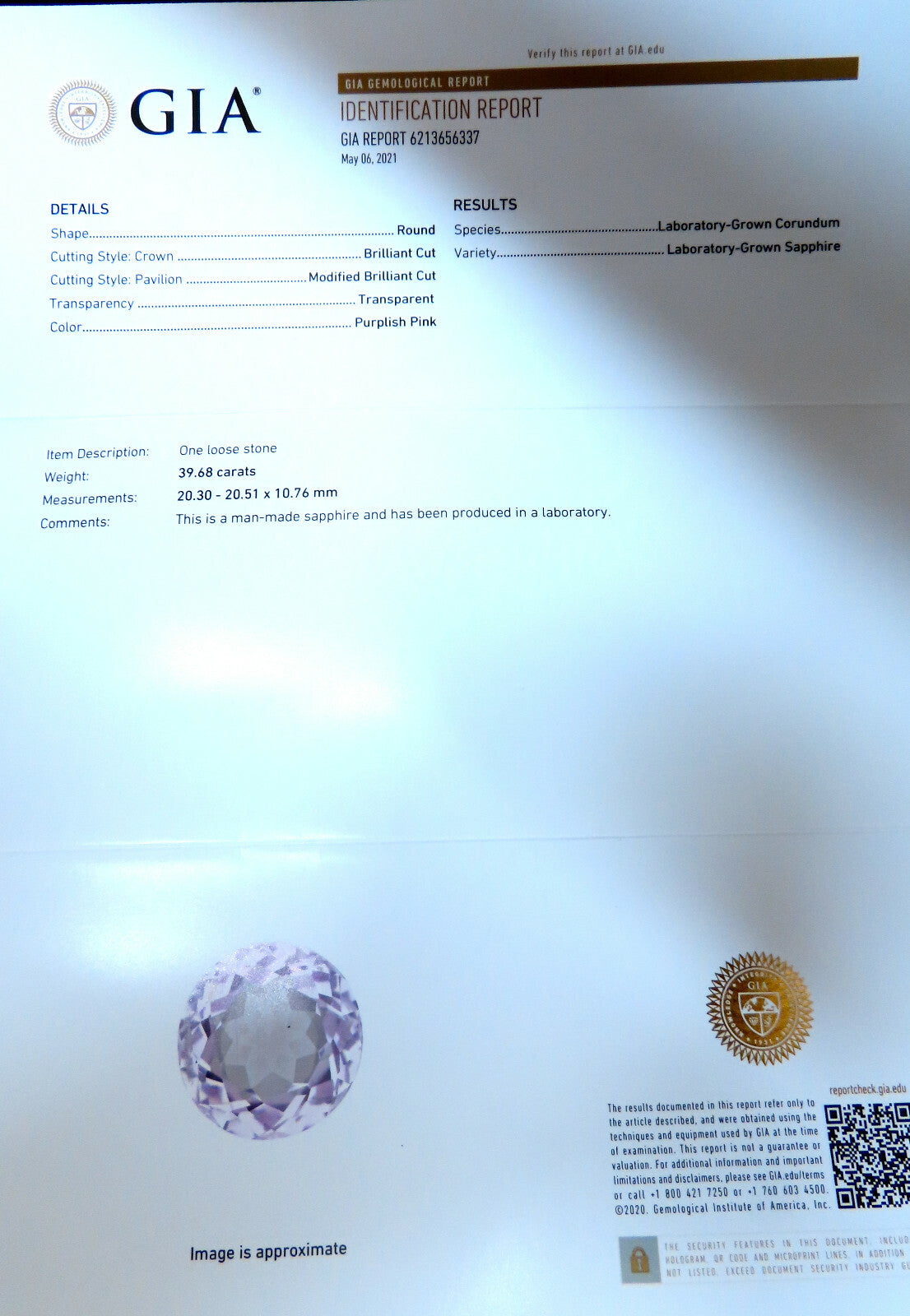 GIA Certified 39.68ct Lab Sapphire Ring Platinum *v