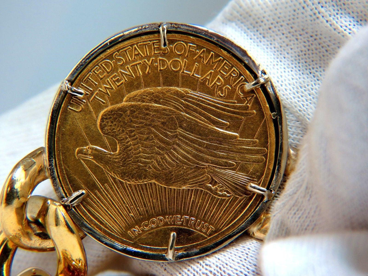 1908 LIBERTY FINE GOLD COIN 2.00CT DIAMONDS LINK NECKLACE 10286 *v