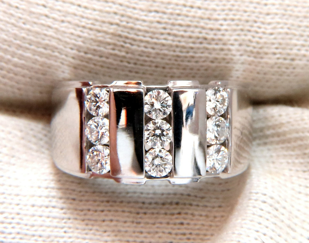 1.05ct Natural Round cut Diamonds mens band 14kt Channel (9) Comfort Fit *v