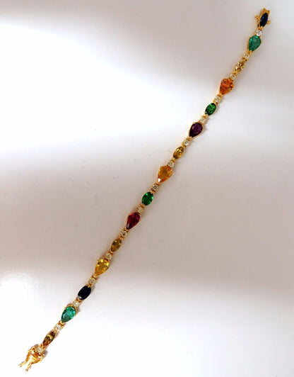 8.38ct tsavorite sapphires emeralds yellow diamond tennis bracelet 18kt *v