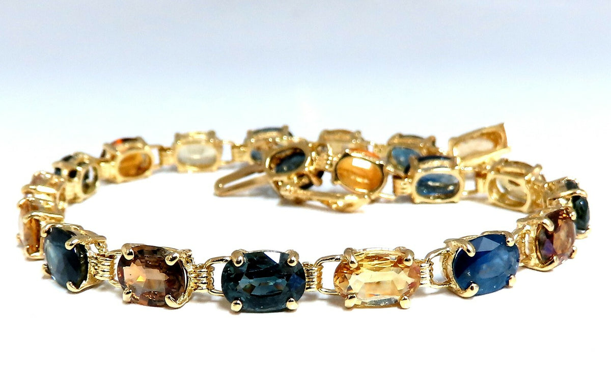 18.20Ct Natural Multi Color Sapphire Bracelet 14Kt gold *v