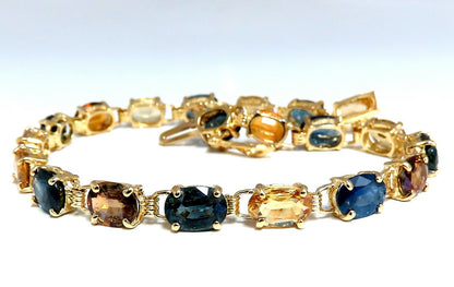 18.20Ct Natural Multi Color Sapphire Bracelet 14Kt gold *v
