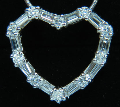 1.10CT DIAMONDS HEART PENDANT 14kt G VS 19'' 20X18MM *v