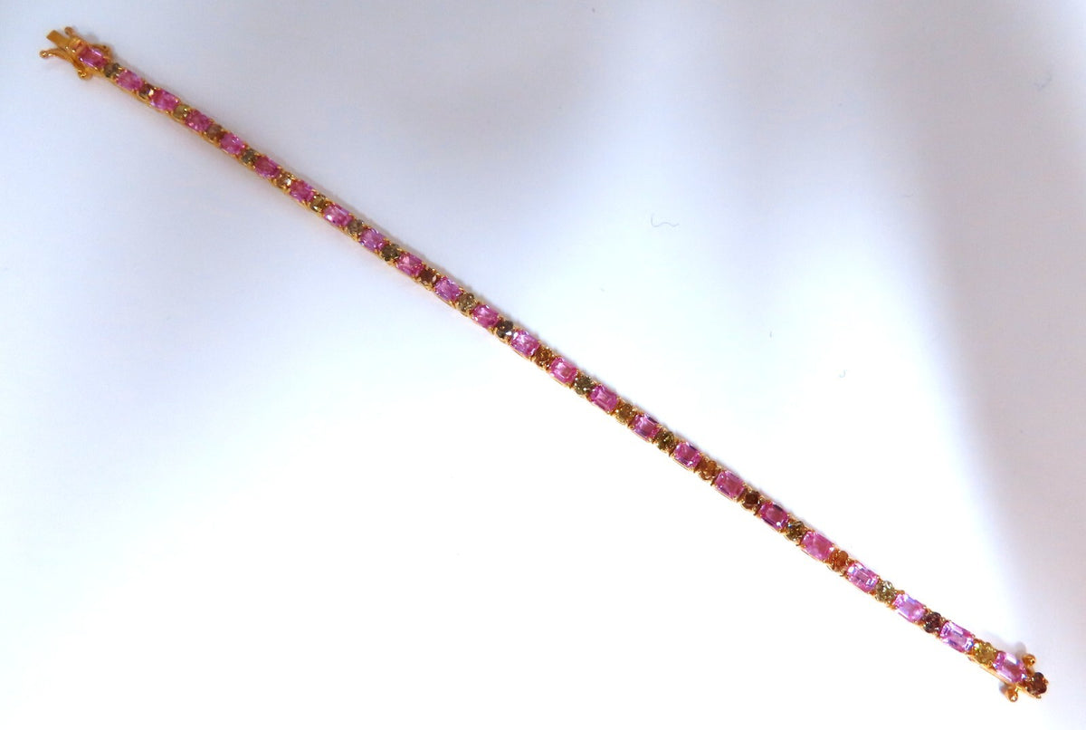Natural Pink Sapphires Fancy Color Diamonds bracelet 14kt Fancy Yellow Brown *v