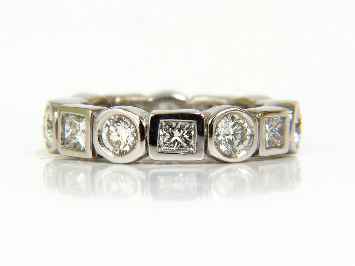 2.80CT NATURAL ROUNDS PRINCESS DIAMONDS ETERNITY BAND PLATINUM FLUSH DURABLE *v