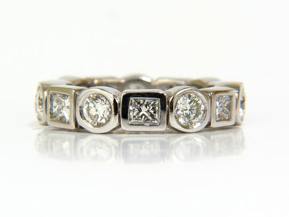 2.80CT NATURAL ROUNDS PRINCESS DIAMONDS ETERNITY BAND PLATINUM FLUSH DURABLE *v