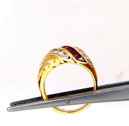 1.50ct natural rubies and diamonds band ring channel wave 14kt *v