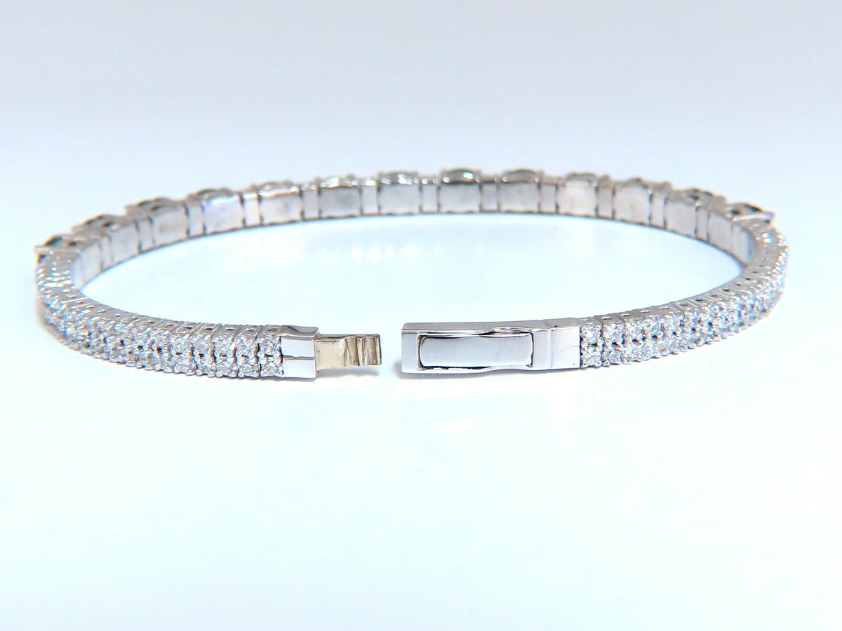 7ct Natural Emerald Diamond Bangle Bracelet 14kt White Gold *v