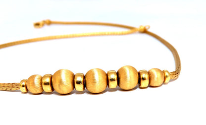 Brushed Rolling Ball Bead Necklace 18kt 15 Grams 16.5 inch *v