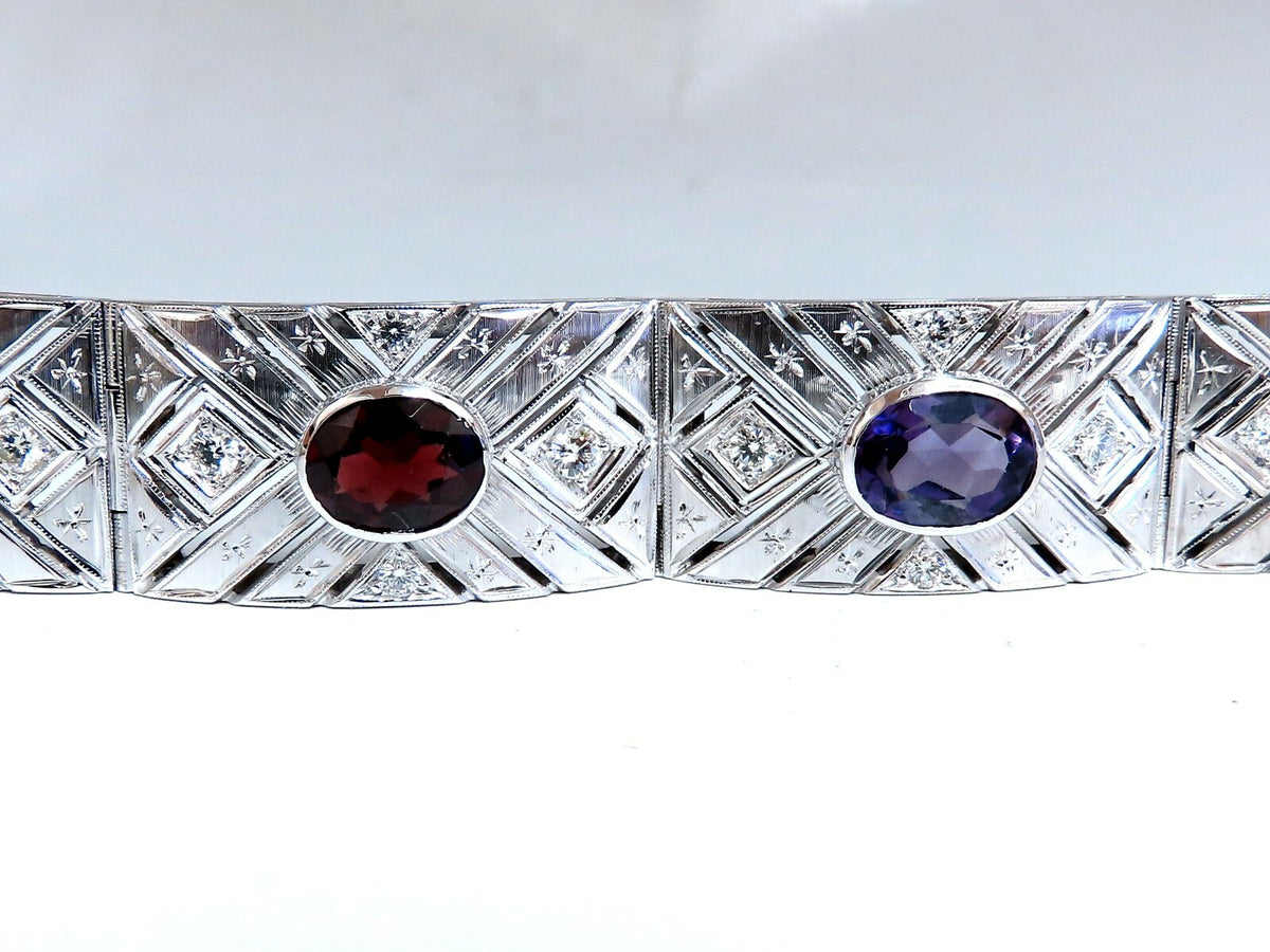 24.30ct Natural Gem Line Vintage Graver Etch Cuff Bracelet 18kt *v