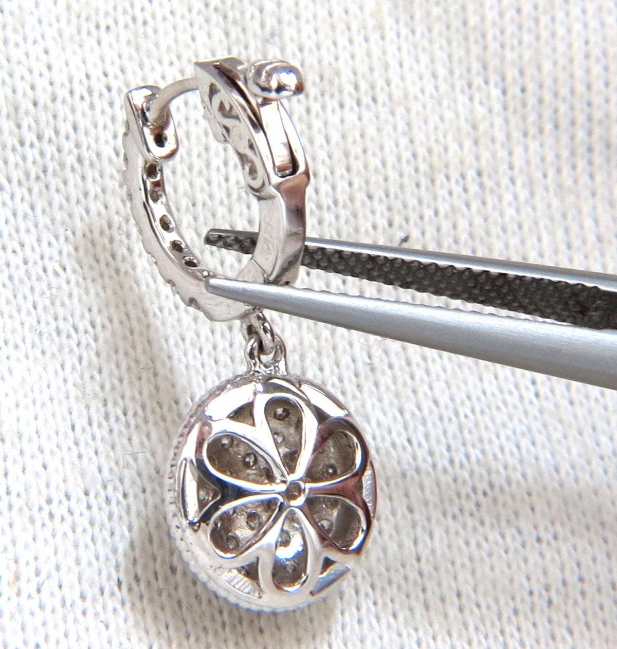 1.10ct natural diamonds dangle earrings 14kt circle dangles *v