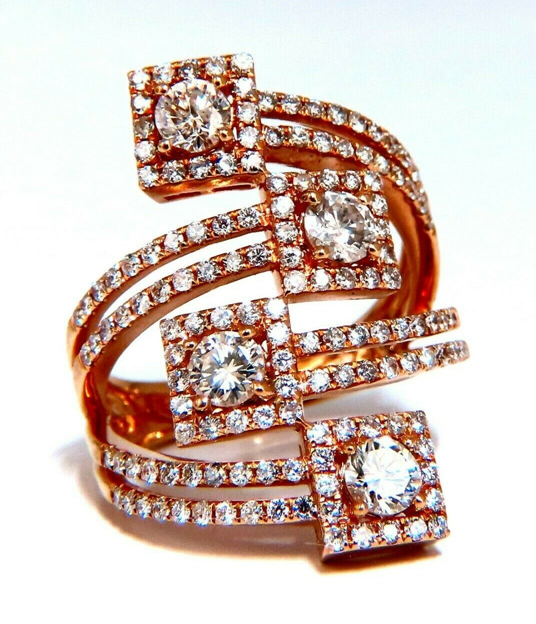 2.20ct Natural Diamonds Cluster Wrap Ring 18kt gold *v