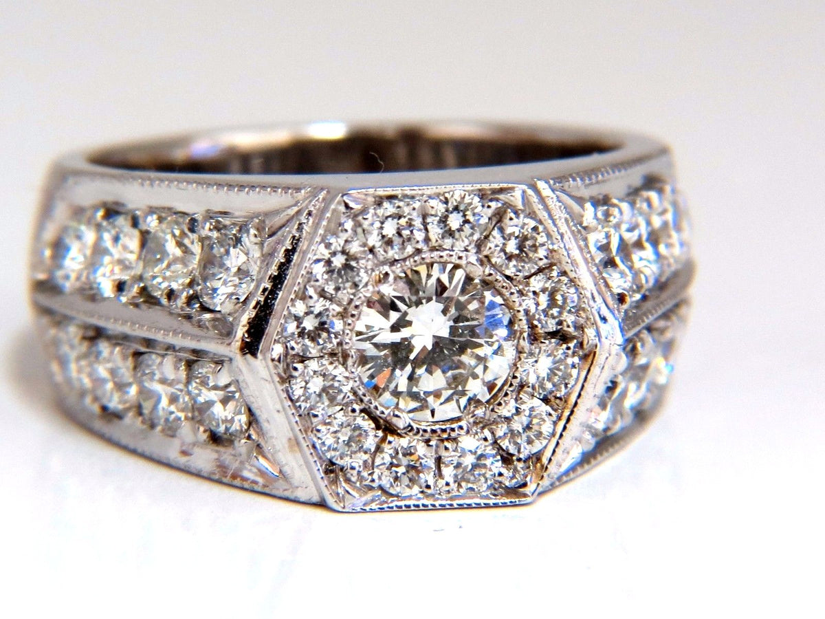 GIA Certified 2.29ct natural diamonds mens ring 18kt Hexagon Deck *v