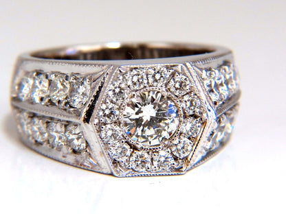 GIA Certified 2.29ct natural diamonds mens ring 18kt Hexagon Deck *v