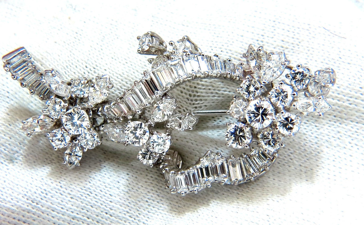 5.00ct Diamonds cluster brooch pendant pin Platinum Estate Cluster Cocktail *v