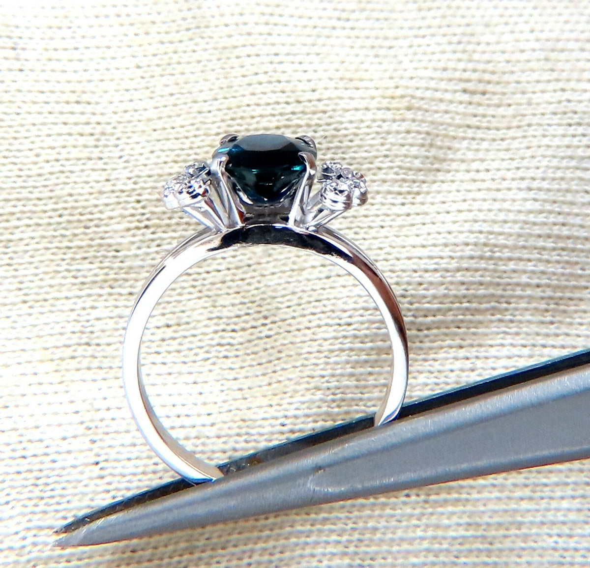 GIA Certified 1.89ct Sapphire Diamonds Ring 14kt No Heat *v