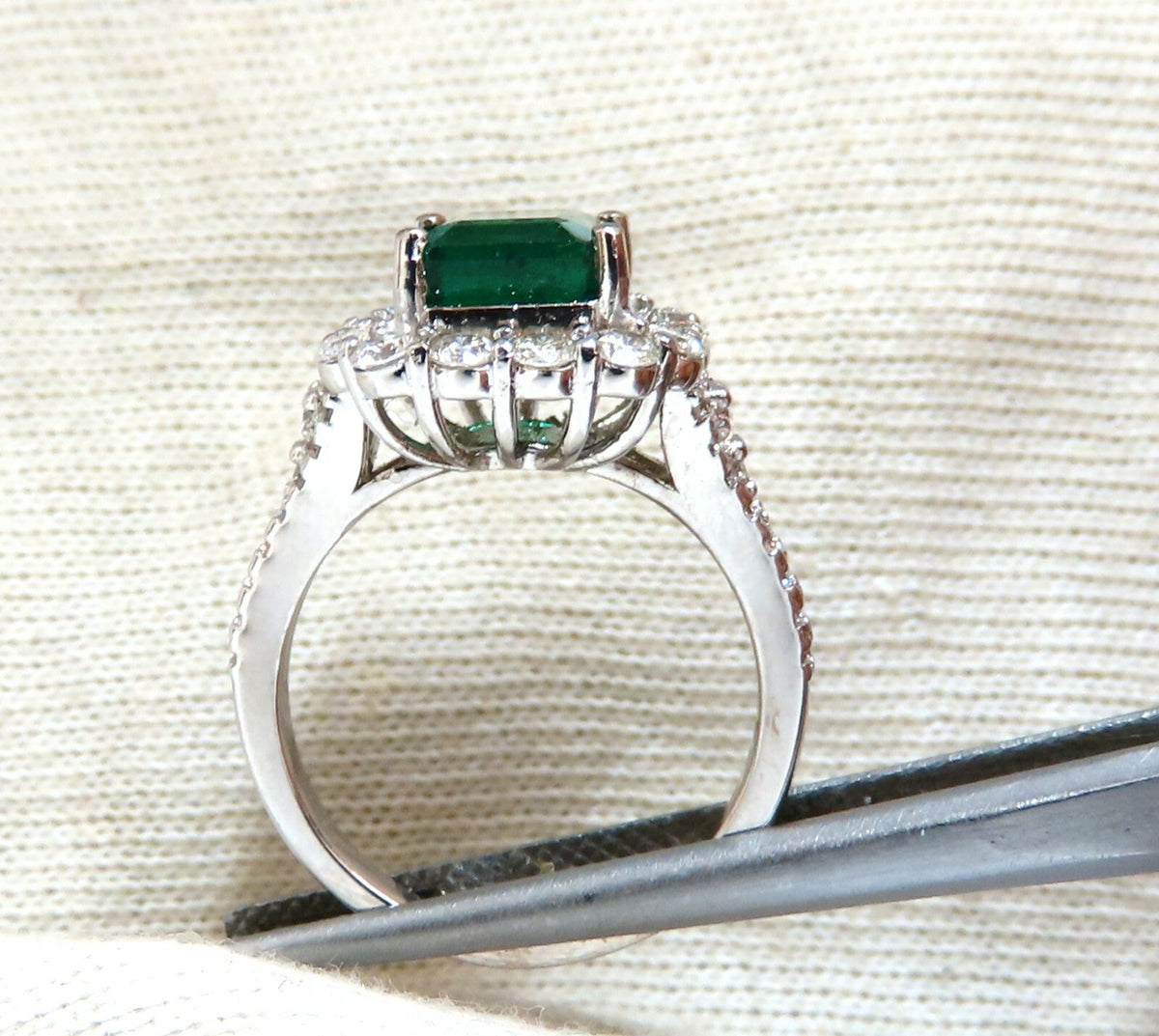 GIA Certified: 3.31ct Natural Emerald Diamonds Ring 14kt (F1) *v