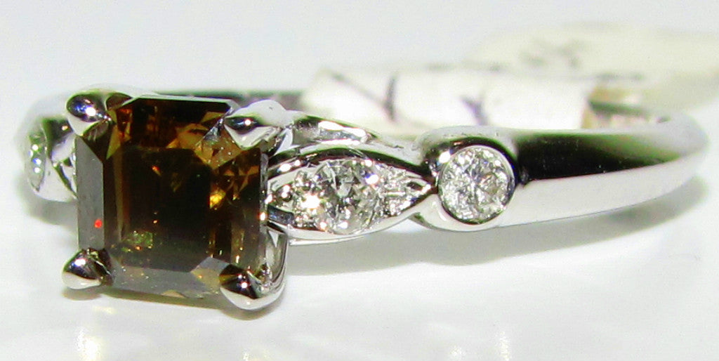 .97CT NATURAL FANCY BROWN COLOR DIAMOND RING 14kt GOLD *v
