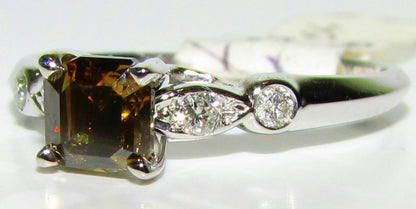 .97CT NATURAL FANCY BROWN COLOR DIAMOND RING 14kt GOLD *v