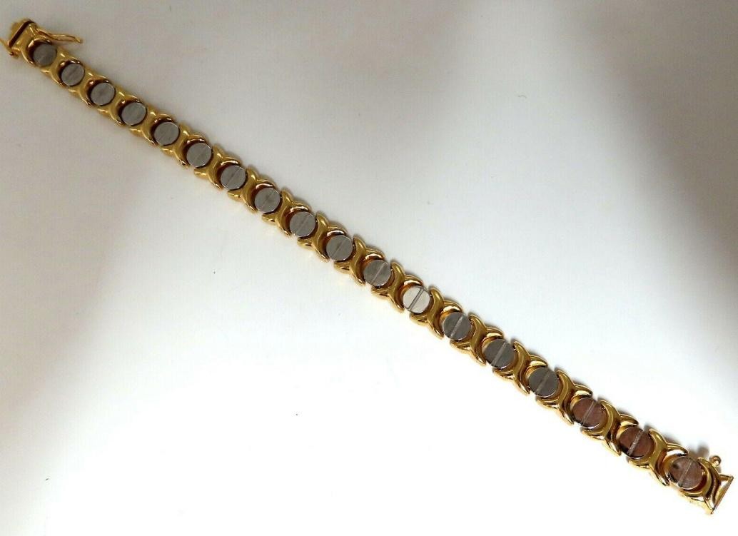 Gold Italian X Screw Link Bracelet Two-Tone 14kt 12570 *v
