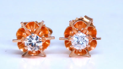 .48ct Natural Round Diamond Vintage Tulip Studs 14kt 12485 *v