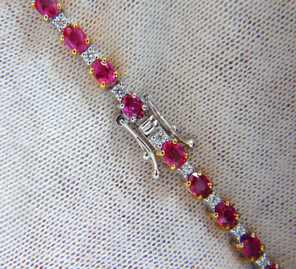 6.88ct bright red natural ruby diamond alternating tennis bracelet 14kt 10496 *v