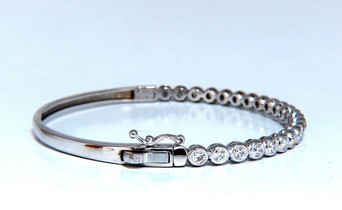 1.63ct Natural Round Diamonds Bezel Flush Set Bangle Bracelet 14 Karat *v