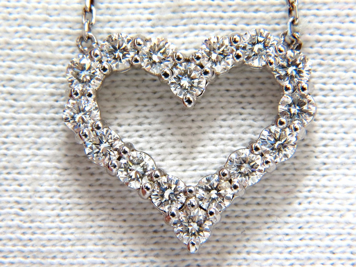 Heart Natural diamonds necklace 14kt g/vs 17 inch common prong *v