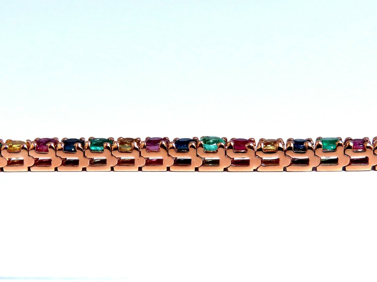 10.30Ct Natural Gem-Line Spinel Emerald Sapphire Ruby  Diamond Bracelet 14Kt *v