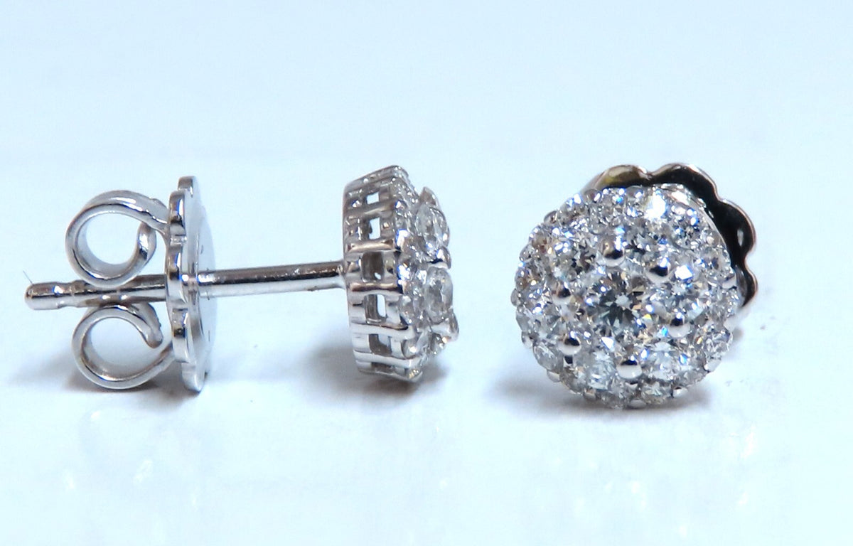 .70ct. natural round diamond cluster earrings 14 karat gold *v