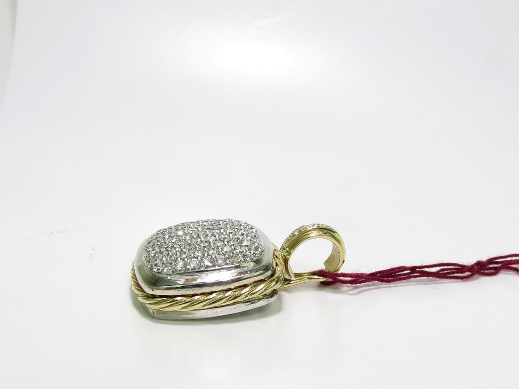 2.40CT DIAMONDS CLUSTER PAVE PENDANT ROPE TWIST & 14kt *v