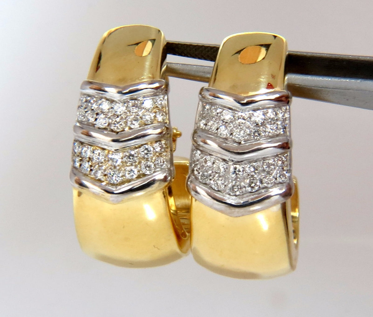 1.00ct large size classic diamond semi hoop earrings 18kt gold *v