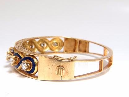 Victorian Ridged Interwoven Braided Handmade Diamond bangle bracelet 14kt *v