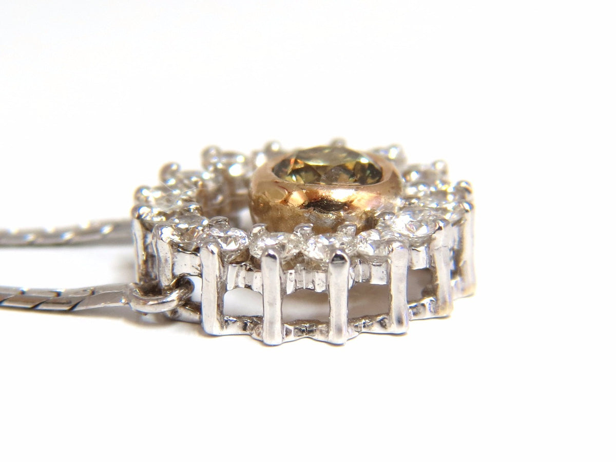 1.02 Carat Fancy Color Natural Yellow Brown Diamond Circle Eternity Necklace *v